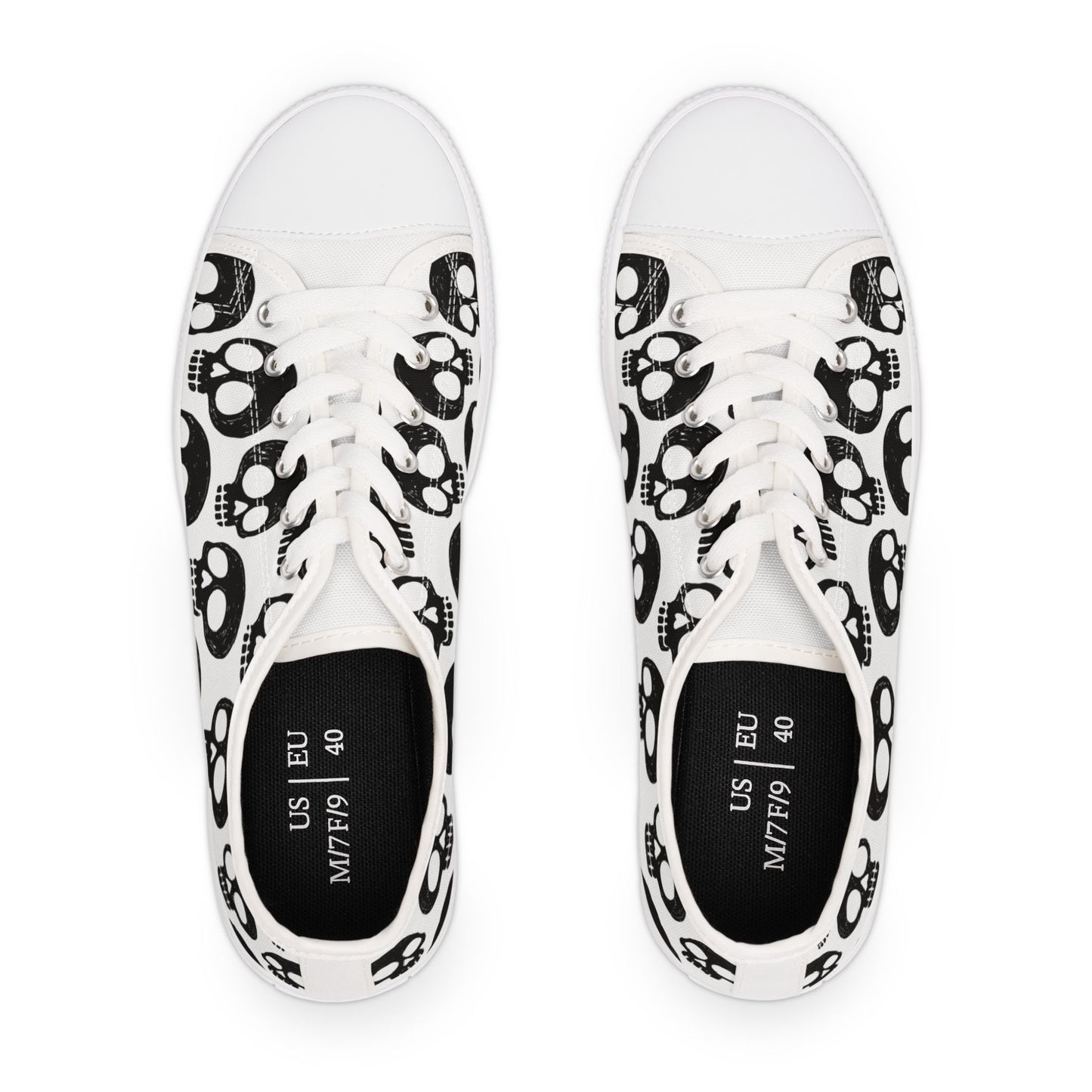 Skull Pattern - WOMEN'S low-top sneakers (black or white)