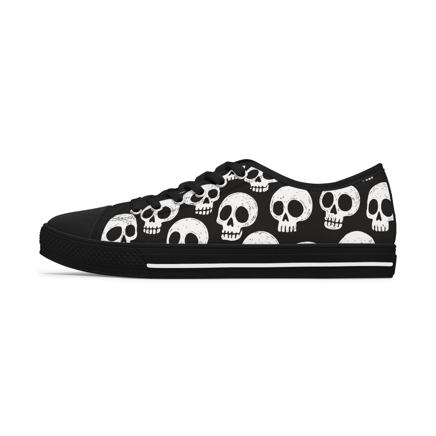 Skull Pattern - WOMEN'S low-top sneakers (black or white)