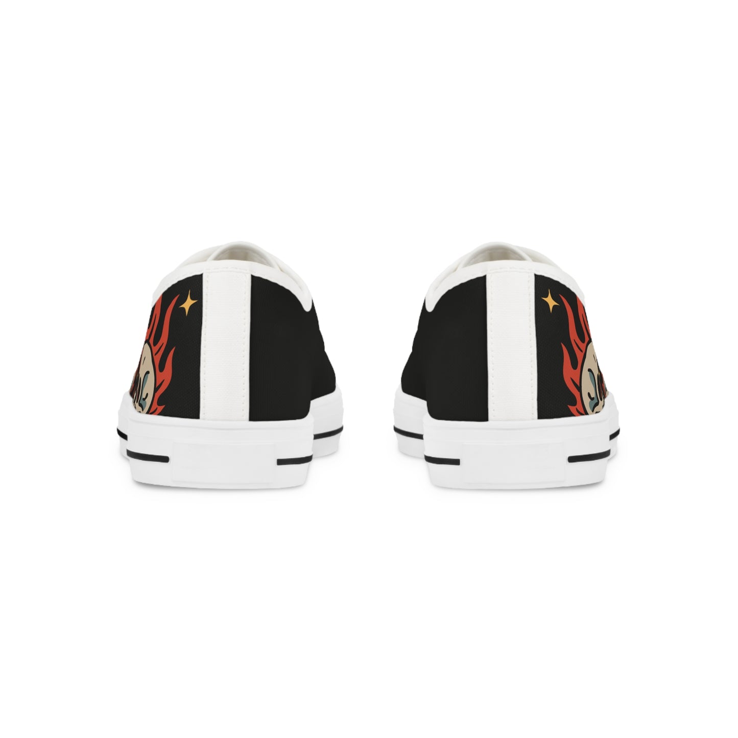Crâne en feu Oldschool - Baskets basses HOMME (noir ou blanc)