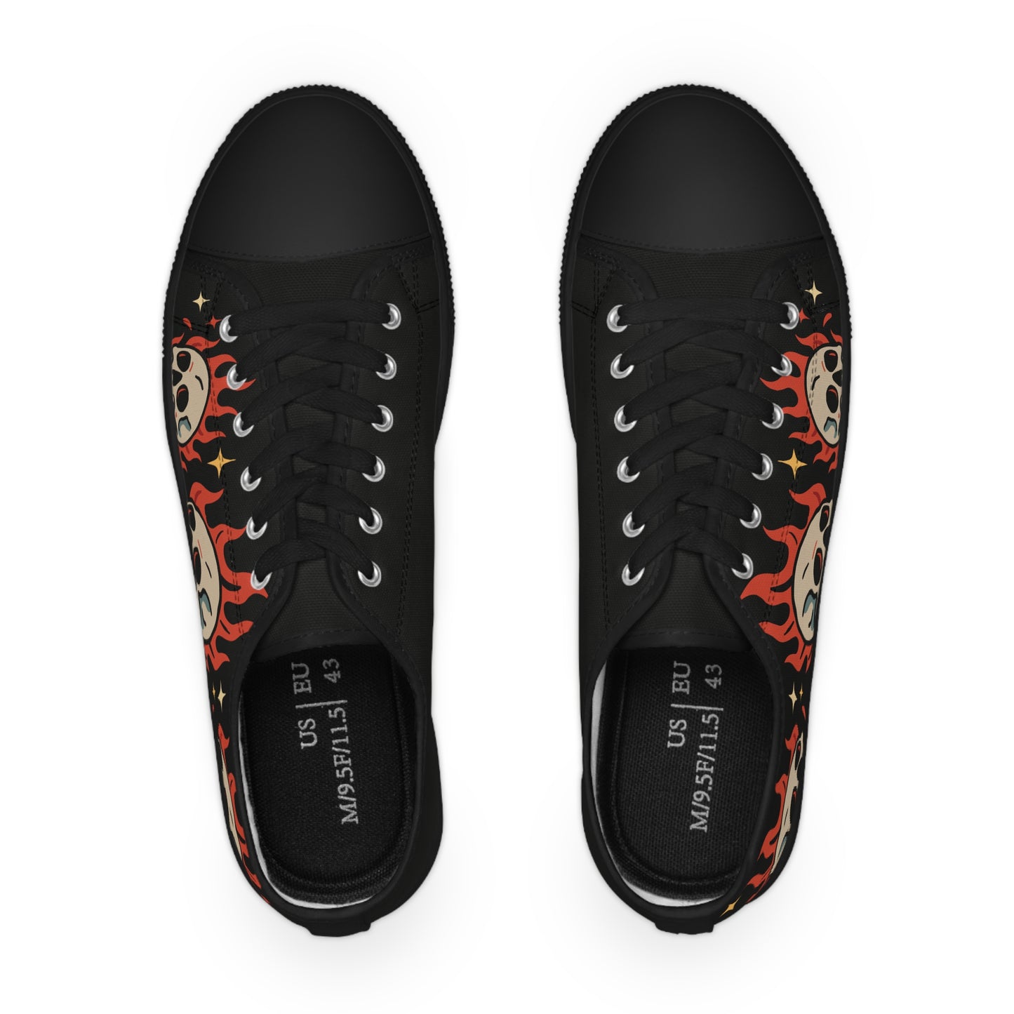 Crâne en feu Oldschool - Baskets basses HOMME (noir ou blanc)