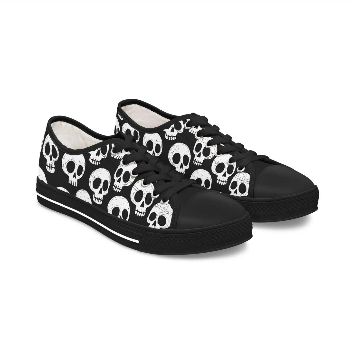 Skull Pattern - WOMEN'S low-top sneakers (black or white)