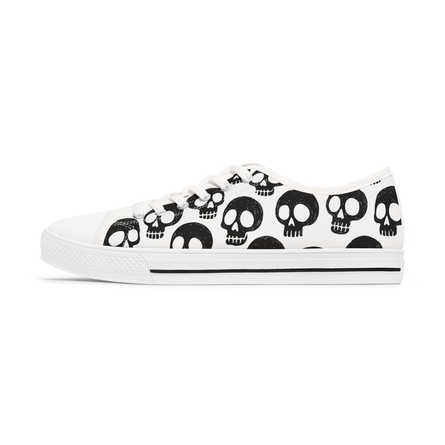 Skull Pattern - WOMEN'S low-top sneakers (black or white)