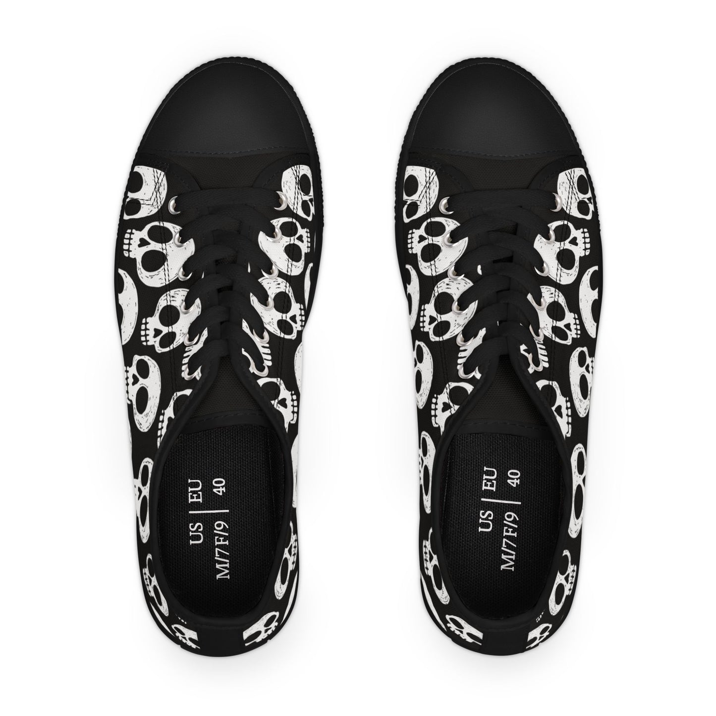Skull Pattern - WOMEN'S low-top sneakers (black or white)