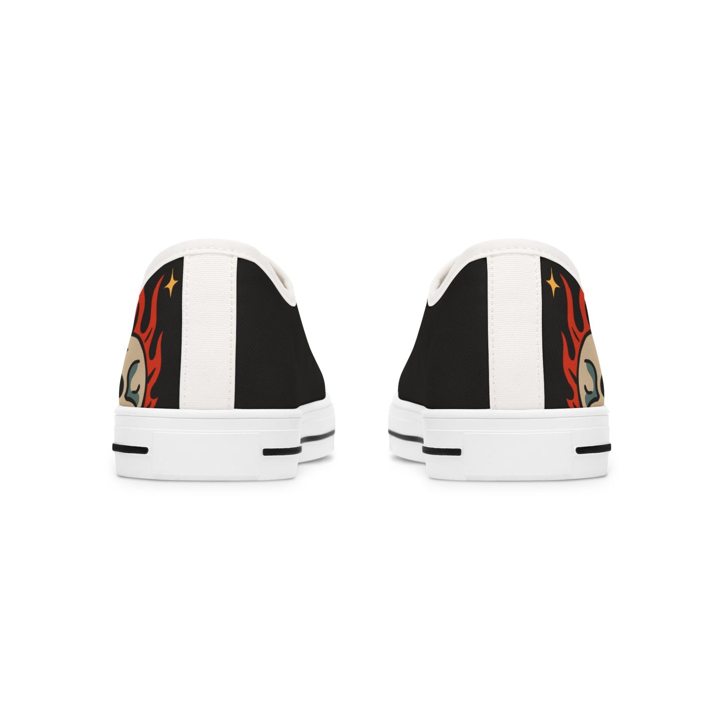 Oldschool Fire Skull - WOMEN'S Low-Top Sneakers (Black or White)