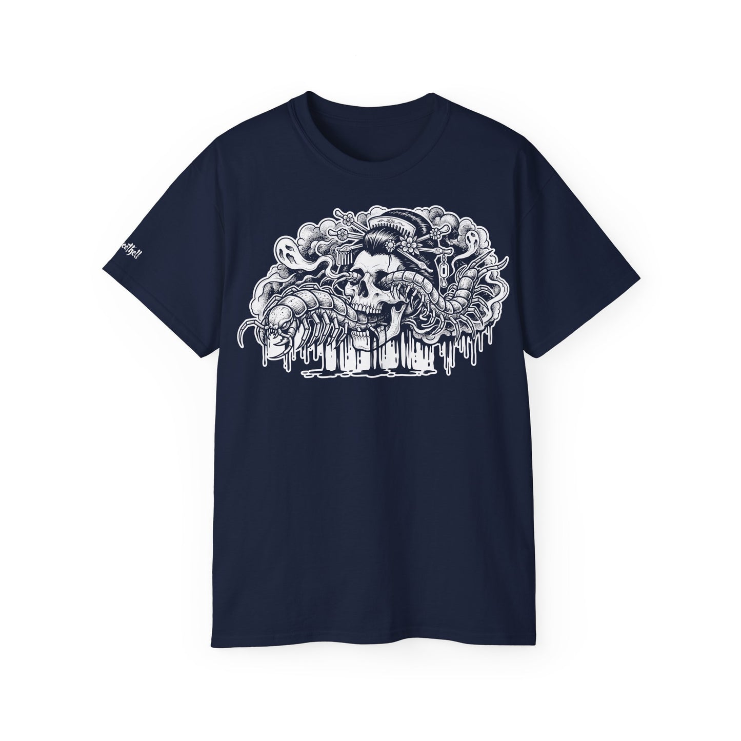 Illustratie Geisha Schedel en Mukade Duizendpoot: Japanse Irezumi Tattoo - Unisex T-shirt