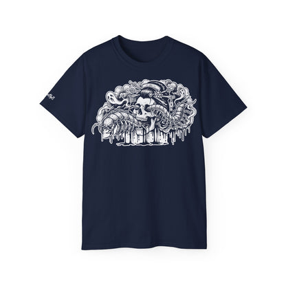Illustratie Geisha Schedel en Mukade Duizendpoot: Japanse Irezumi Tattoo - Unisex T-shirt