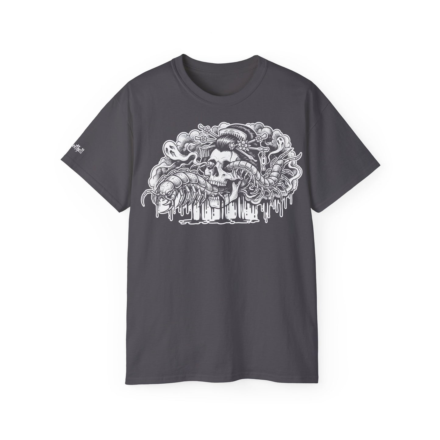 Illustratie Geisha Schedel en Mukade Duizendpoot: Japanse Irezumi Tattoo - Unisex T-shirt