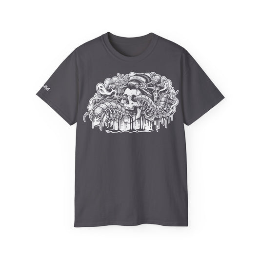 Illustration Crâne de Geisha et Mille-pattes Mukade : Tatouage Japonais Irezumi - T-shirt unisexe
