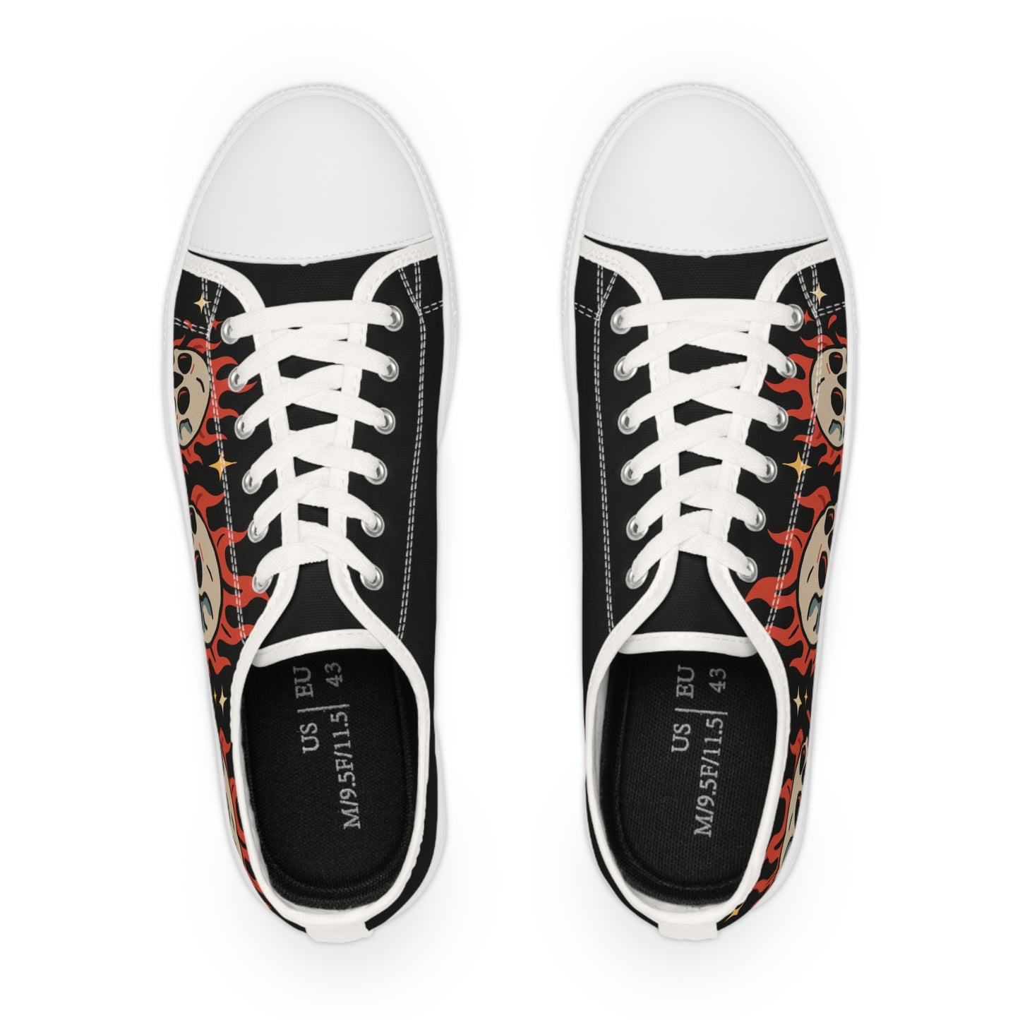 Crâne en feu Oldschool - Baskets basses HOMME (noir ou blanc)