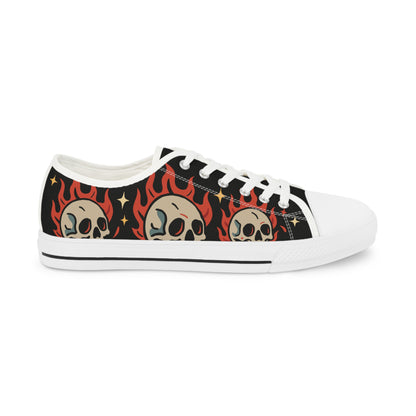 Crâne en feu Oldschool - Baskets basses HOMME (noir ou blanc)