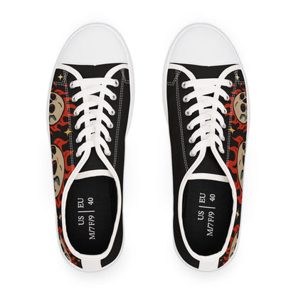 Oldschool Fire Skull - WOMEN'S Low-Top Sneakers (Black or White)