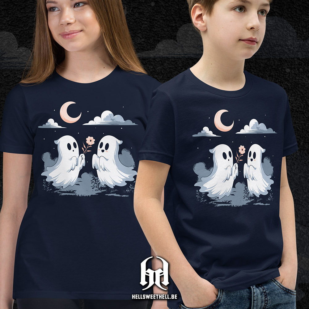 Spooky Date & Duo Fantômes Mignons Halloween - T-shirt unisexe enfants et adolescents