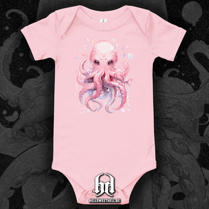 Mignonne petite pieuvre colorée - Body à manches courtes bébé