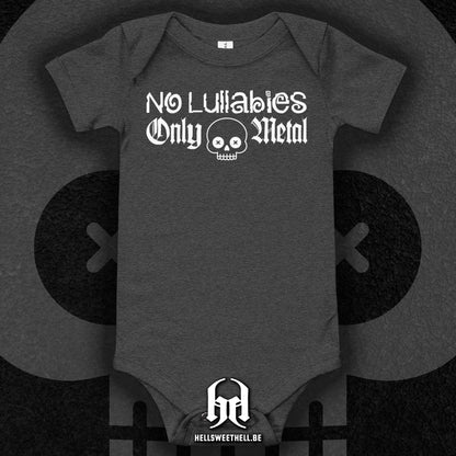 No Lullabies, Only Metal Logo White - Baby &amp; Toddler Short Sleeve Bodysuit