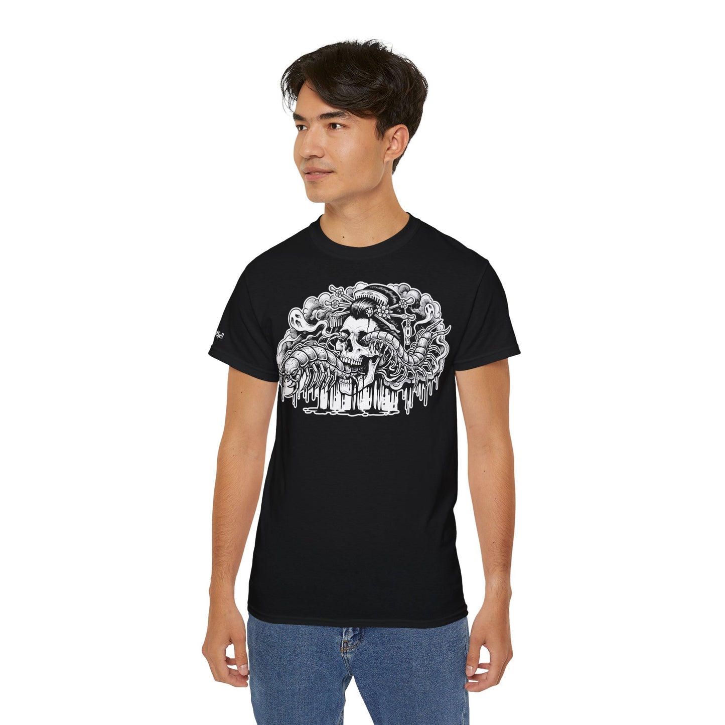 Illustratie Geisha Schedel en Mukade Duizendpoot: Japanse Irezumi Tattoo - Unisex T-shirt