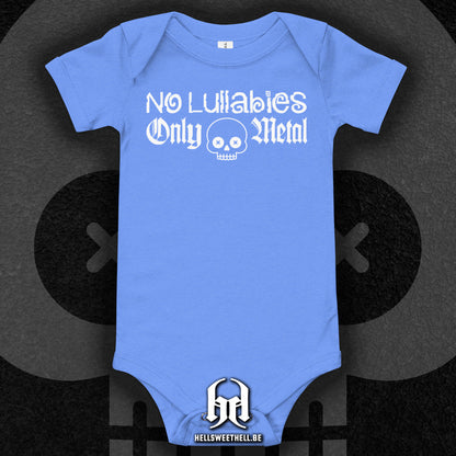 No Lullabies, Only Metal Logo White - Baby &amp; Toddler Short Sleeve Bodysuit