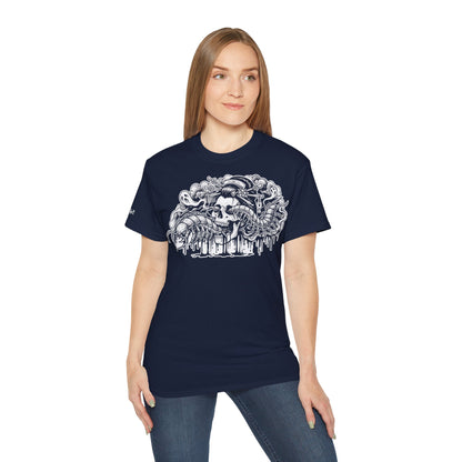 Illustratie Geisha Schedel en Mukade Duizendpoot: Japanse Irezumi Tattoo - Unisex T-shirt
