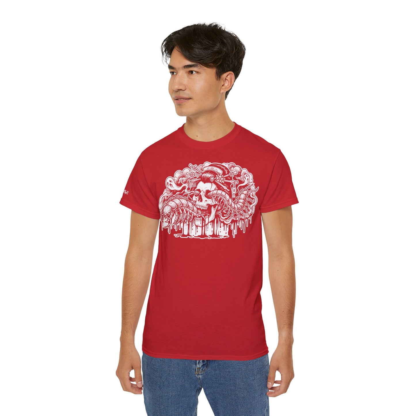 Illustratie Geisha Schedel en Mukade Duizendpoot: Japanse Irezumi Tattoo - Unisex T-shirt