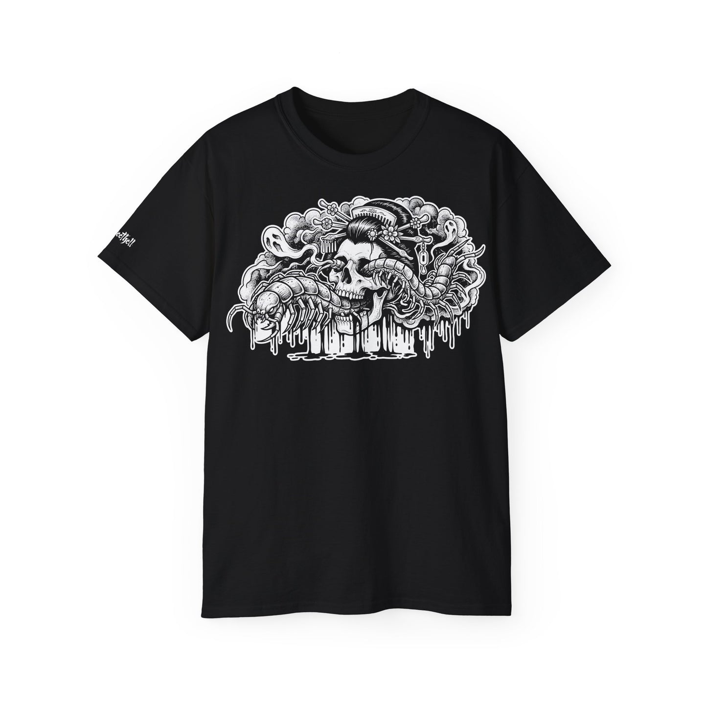 Illustratie Geisha Schedel en Mukade Duizendpoot: Japanse Irezumi Tattoo - Unisex T-shirt