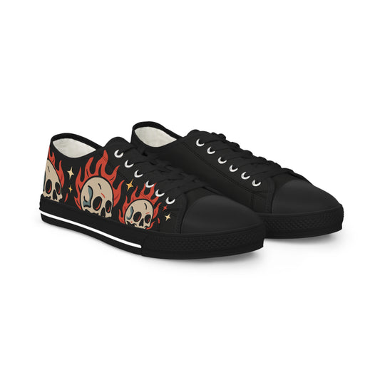 Crâne en feu Oldschool - Baskets basses HOMME (noir ou blanc)