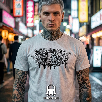 Masque de Démon Japonais Hannya et Katana - T-shirt unisexe