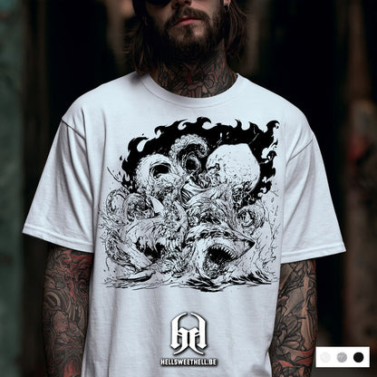 Combat Kraken vs Requin – Dark Art & Monstre Marin - T-shirt unisexe